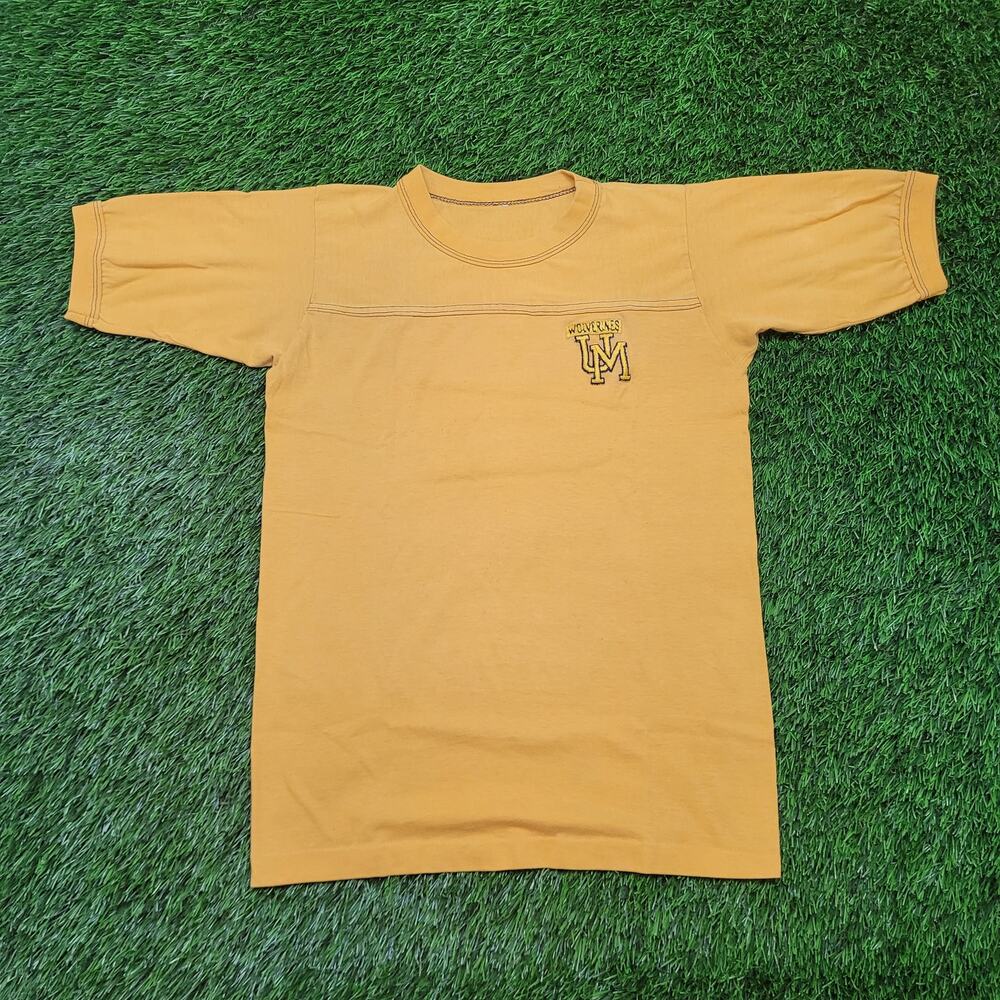 Vintage 70s Michigan Wolverines Embroidered T-Shirt Womens XS Made In USA